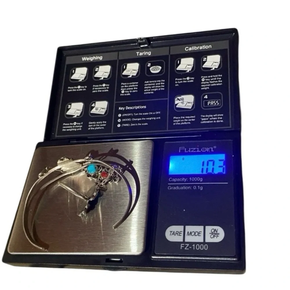 Vintage Navajo sterling silver coral turquoise slave bracelet Sz 5.25 ring Sz 6 - Picture 7 of 7